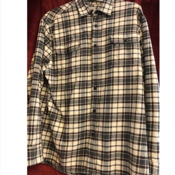 Jachs Men’s Cream Gray Plaid Button Down Flannel Shirt - Size L - Large - Picture 5 of 5